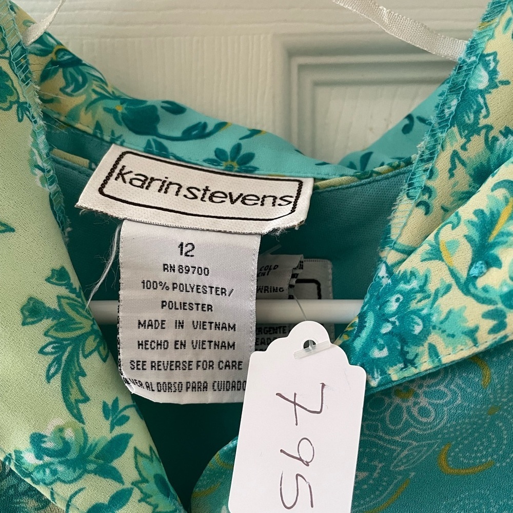 Karin Stevens Size 12 Teal Floral 2-Piece Dress & Jacket Set 🌿💙 - Picture 2 of 8